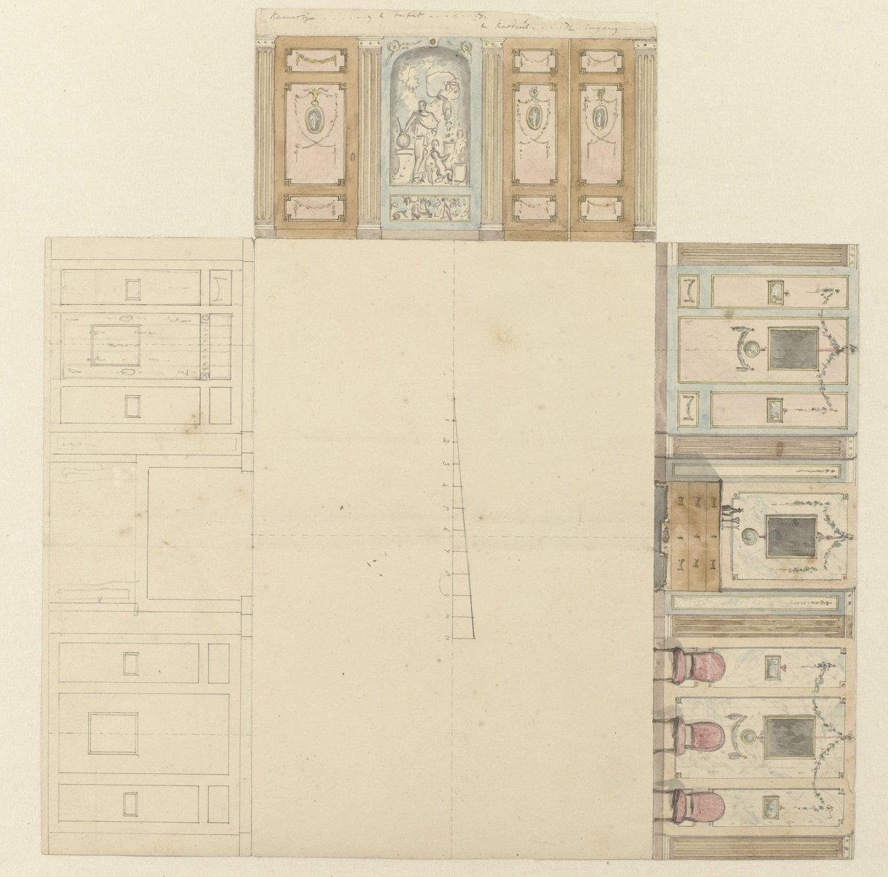 Design for dekorasjon av tre vegger i et rom av Jurriaan Andriessen