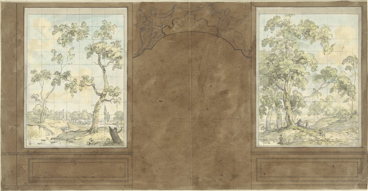 Utforming for veggen i salen hos Jan de Groot, Keizersgracht 187 av Jurriaan Andriessen