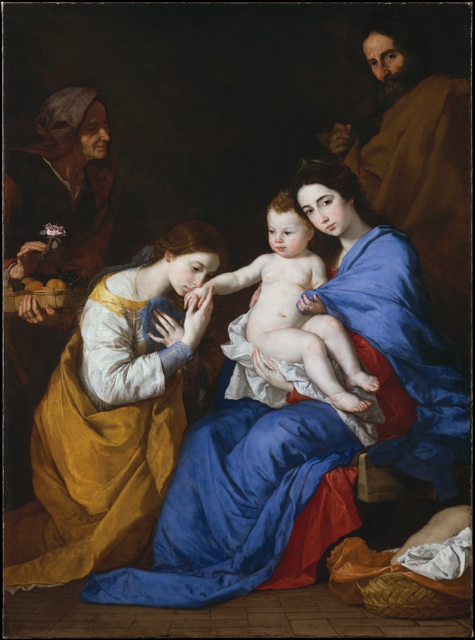 Den hellige familie med de hellige Anne og Katarina av Alexandria av Jusepe de Ribera