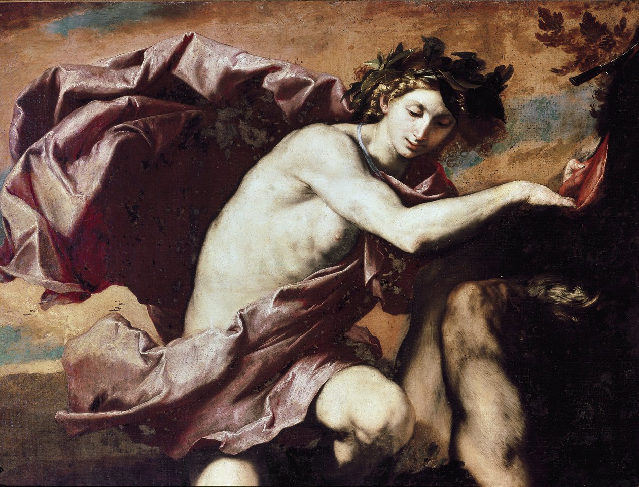 Apollo og Marsyas Apollo, etter å ha vunnet utfordringen mot Marsyas, ber ham skrelle og deretter kaste ham inn i en hule. av Jusepe de Ribera