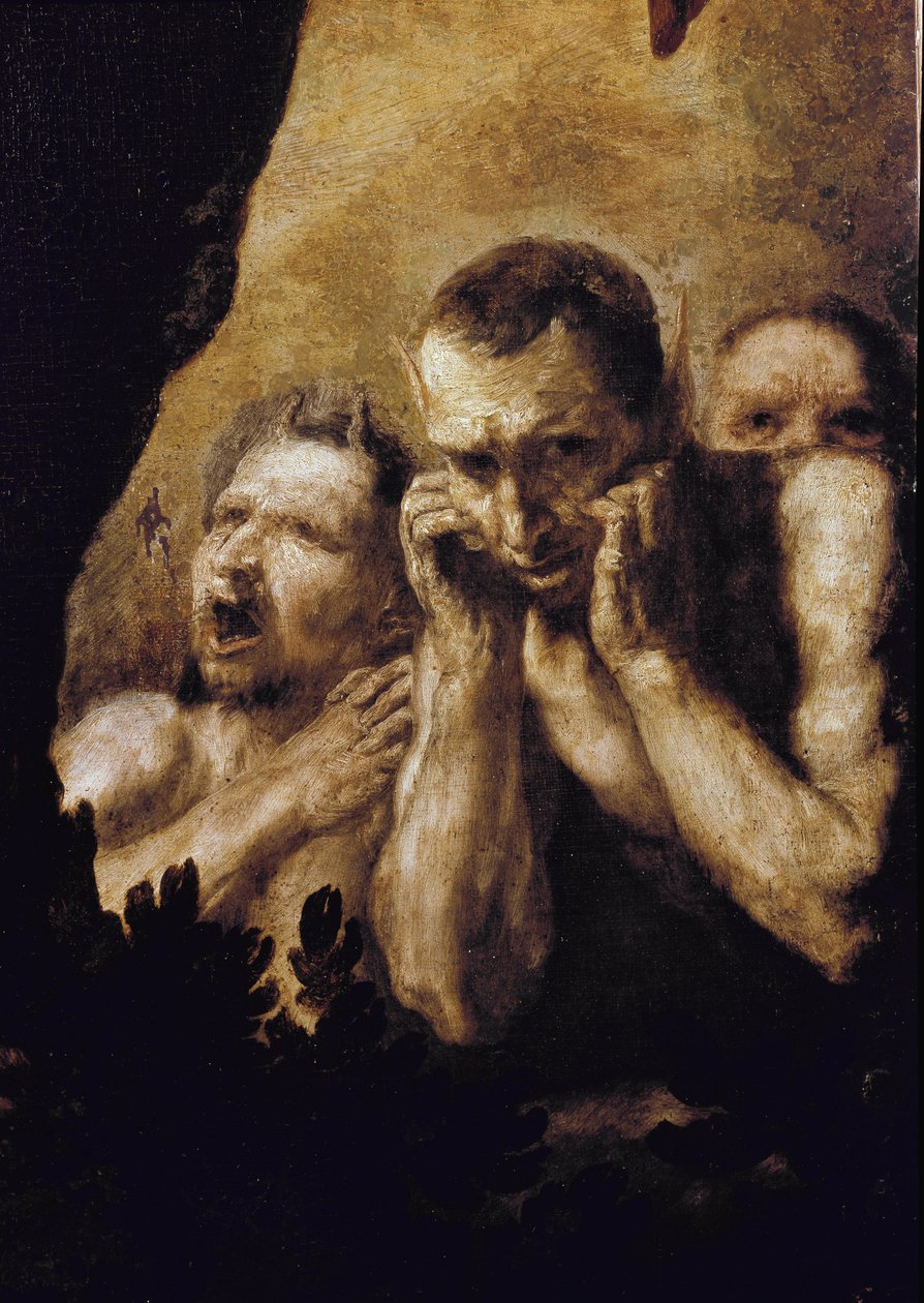 Apollo og Marsyas Apollo, etter å ha vunnet utfordringen mot Marsyas, ber ham skrelle og deretter kaste ham inn i en hule. (detalj). Maleri av Jose de Ribera dit lo Spagnoletto (1591-1652) av Jusepe de Ribera