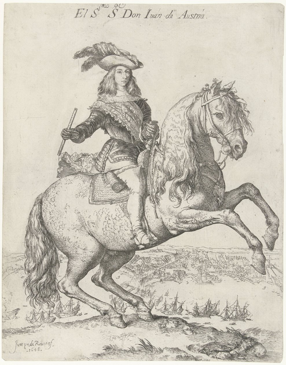 Ridesportrett av Don Juan av Østerrike El S.mo S. eller Don Juan de Austria (tittel på objekt) av Jusepe de Ribera