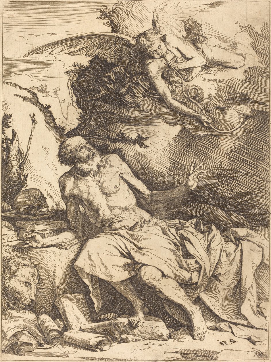 Den hellige Jerome som hører den siste doms trompet av Jusepe de Ribera