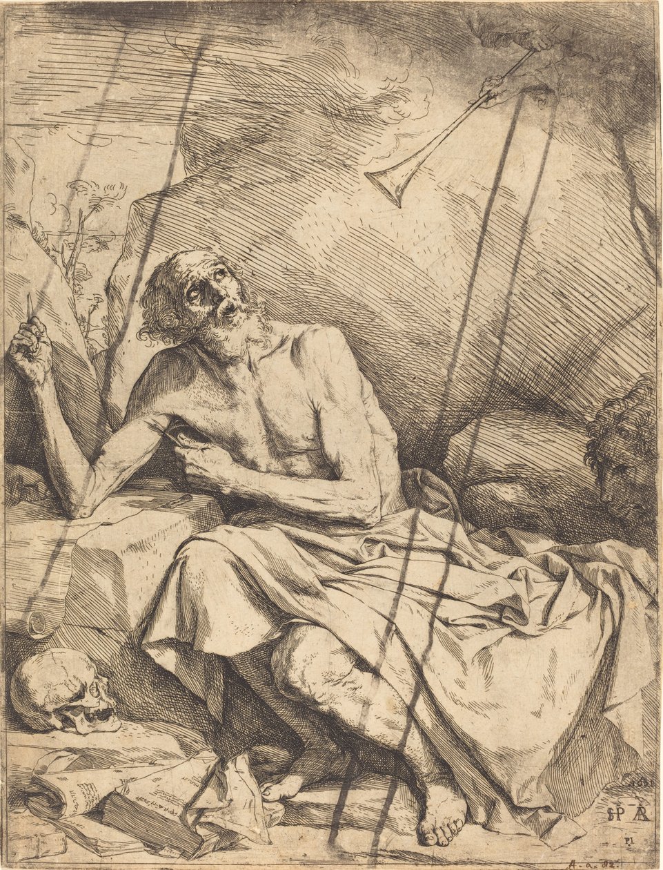 Den hellige Jerome som hører den siste doms trompet av Jusepe de Ribera