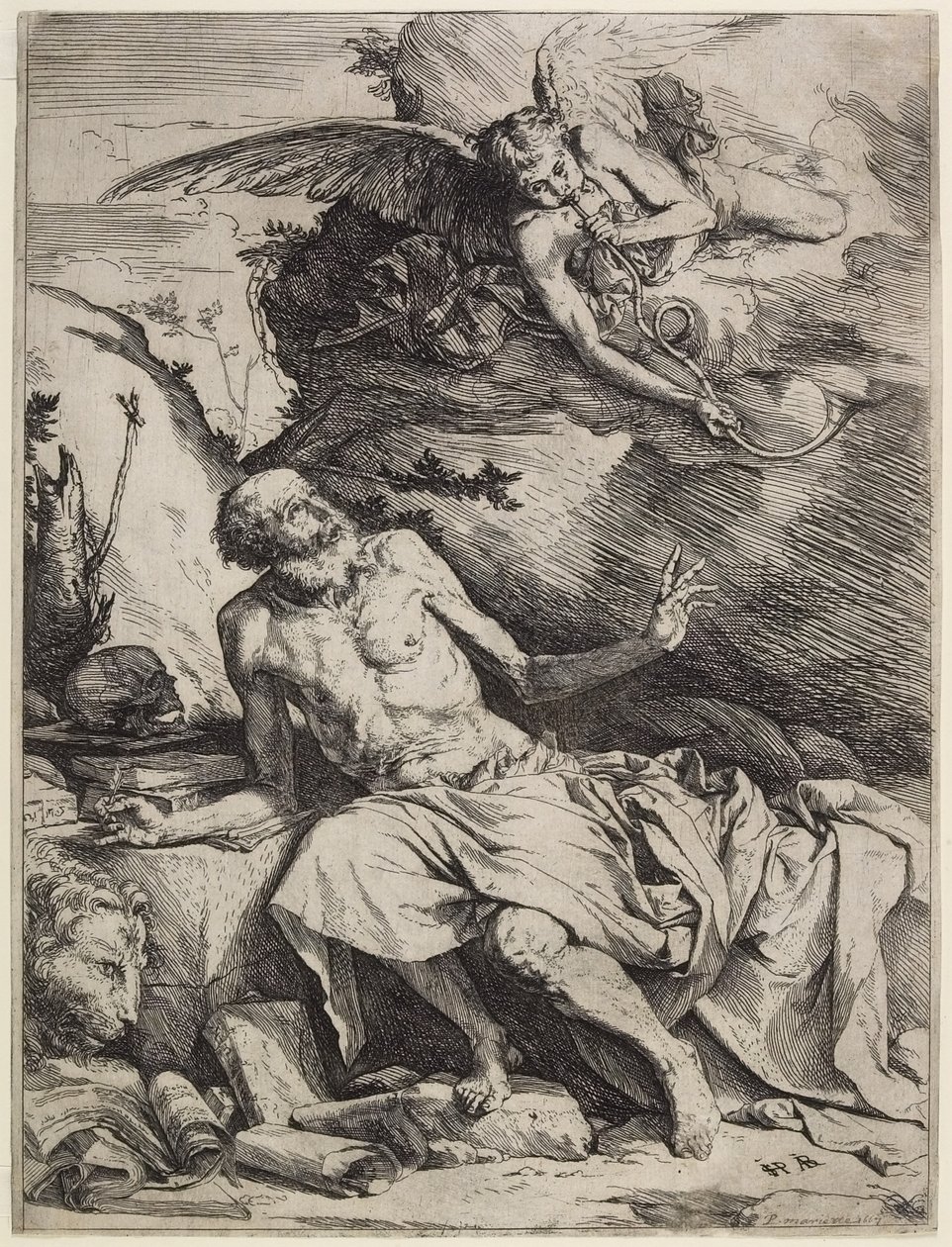 Den hellige Jerome som hører den siste doms trompet, ca. 1621 av Jusepe de Ribera