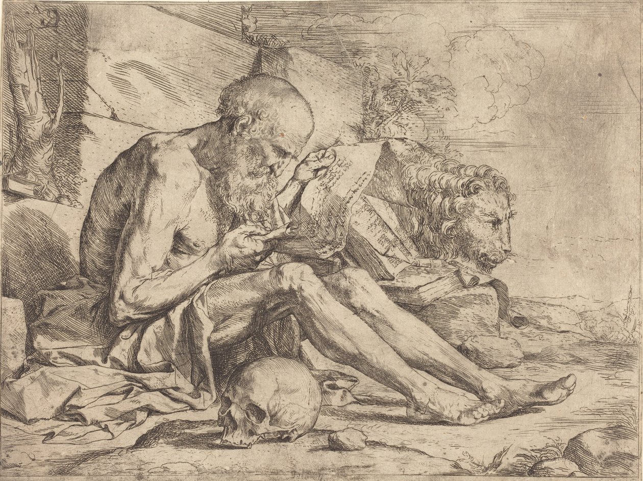 Den hellige Hieronymus leser av Jusepe de Ribera