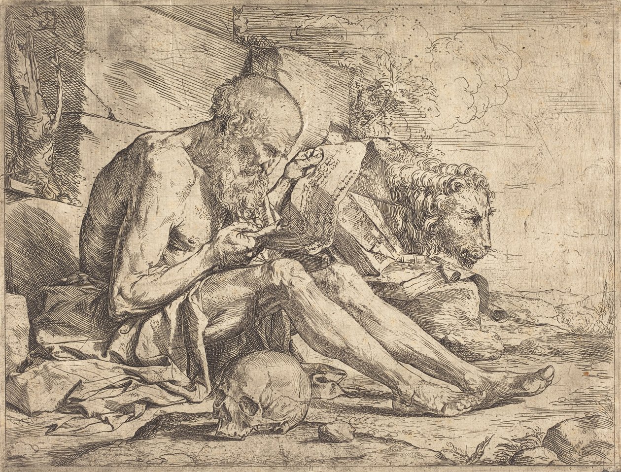 Den hellige Hieronymus leser av Jusepe de Ribera