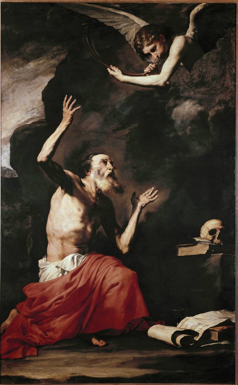 Saint Hieronymus og engelen (olje på lerret av Jusepe de Ribera