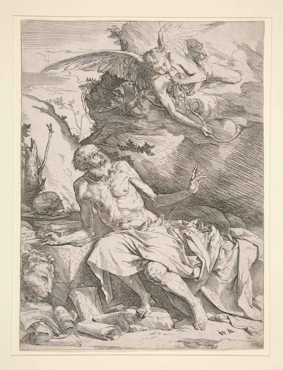 Den hellige Hieronymus med engelen av Jusepe de Ribera