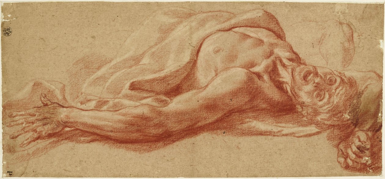 Studie av en liggende mannlig figur av Jusepe de Ribera