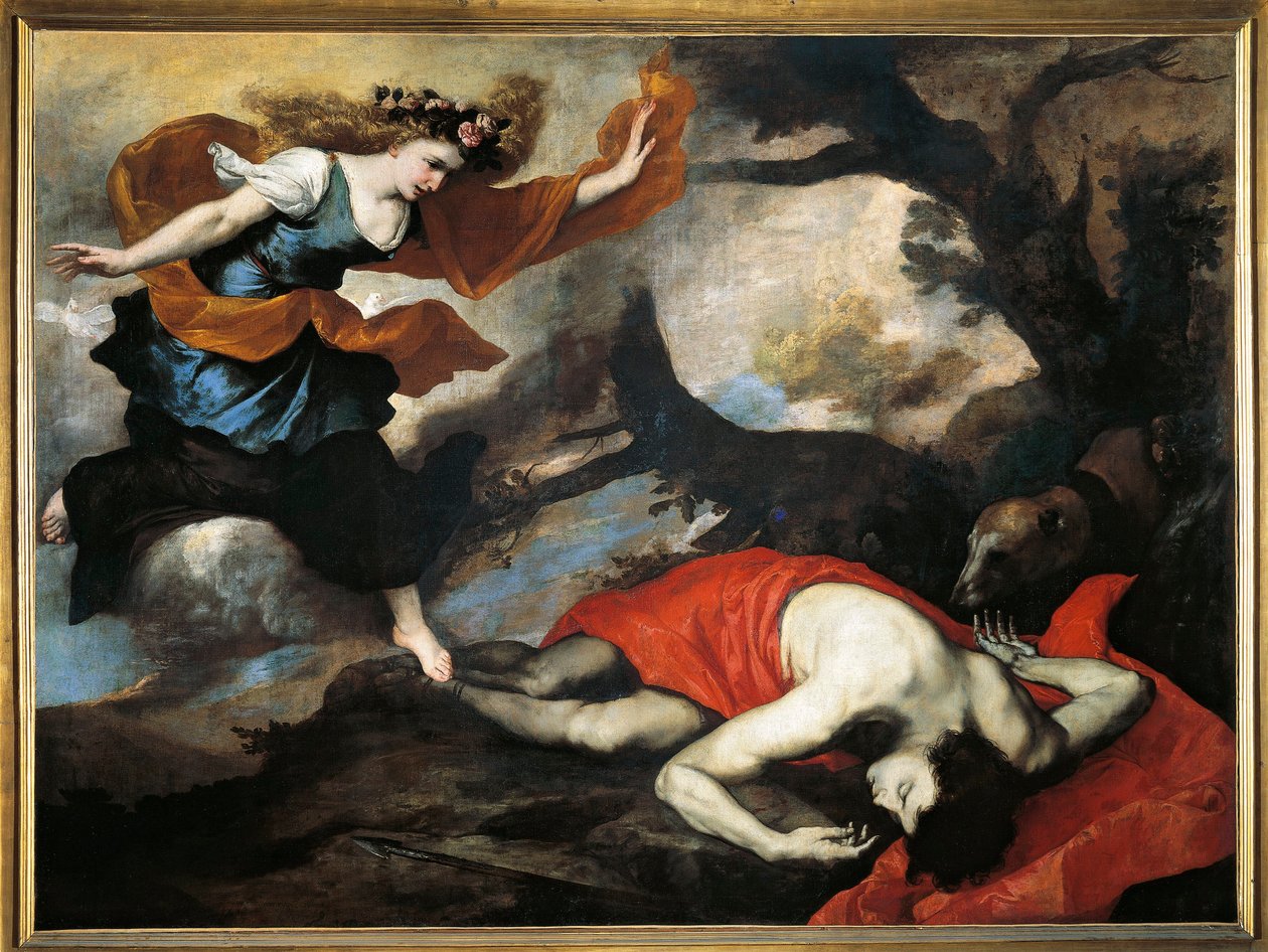 Venus og Adonis-maleri av Josepe de Ribera dit lo Spagnoletto (1591-1652) av Jusepe de Ribera