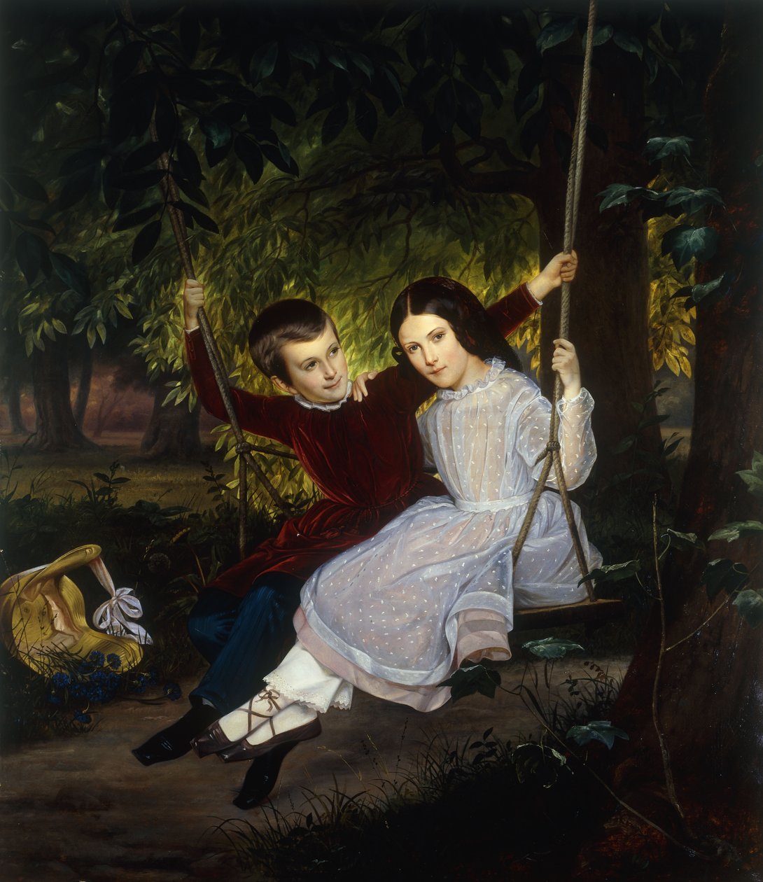 Alexander og Fanny på en sving, 1847 av Just Jean Christian Holm