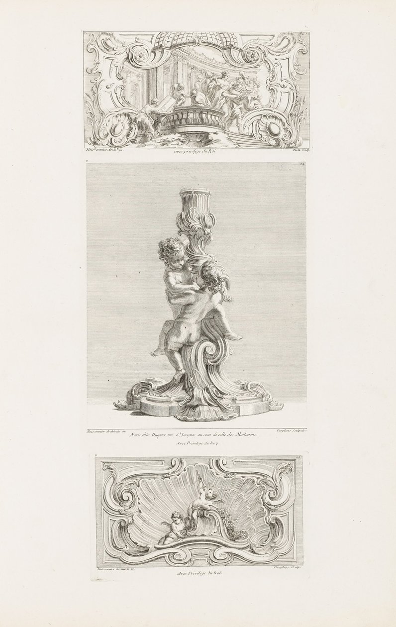 Pyntpanel som viser bortføringen av Hélène, pl. 24 i arbeid av Juste-Aurèle Meissonnier av Juste Aurèle Meissonnier