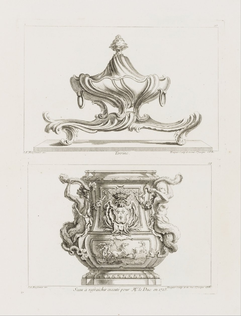 Terrine, pl. 57 i Work of Juste-Aurele Meissonnier av Juste Aurèle Meissonnier
