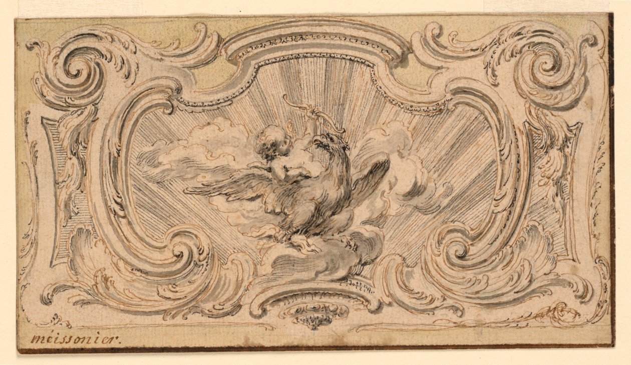 Design for et ornamentpanel av Juste Aurèle Meissonnier