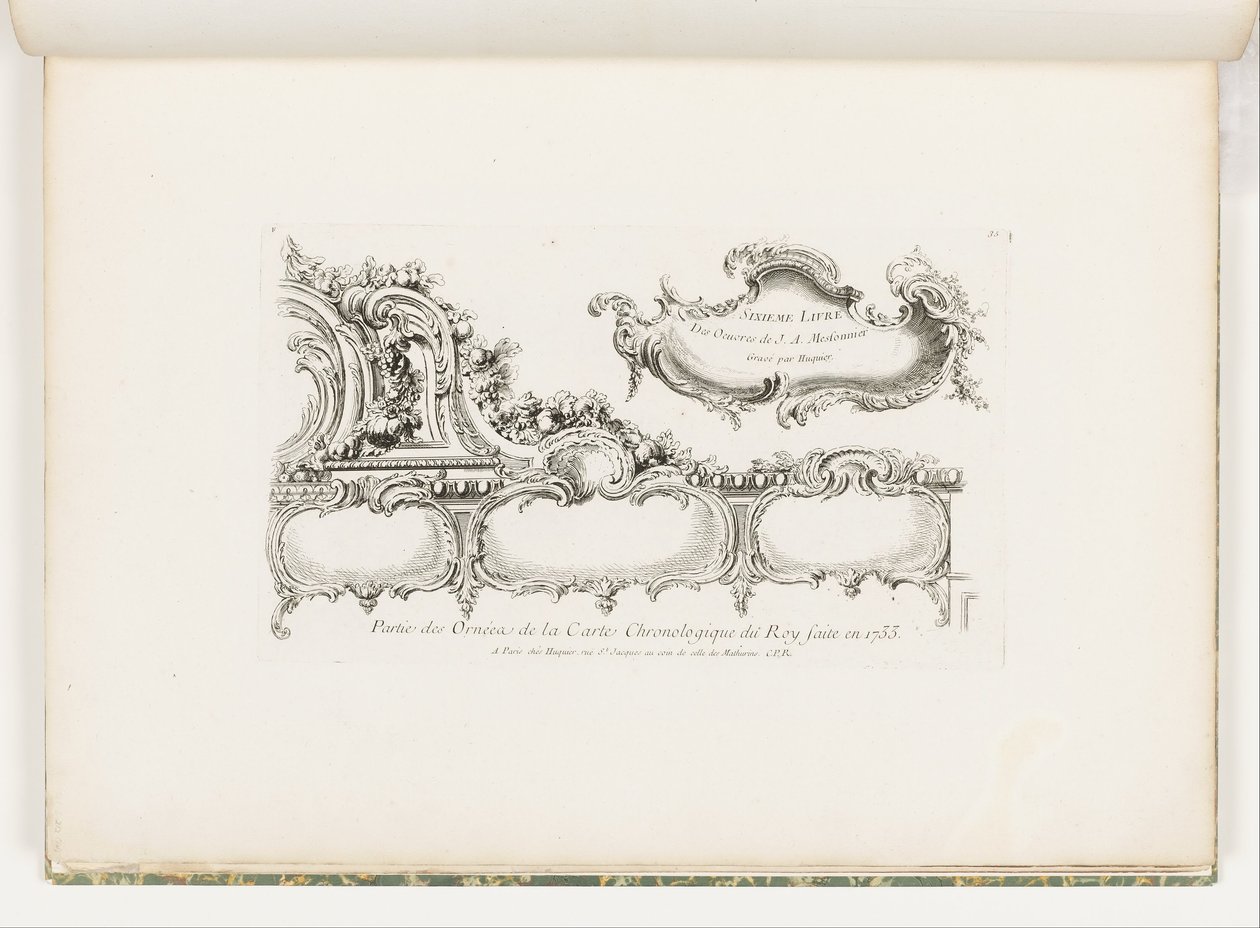 En del av utsmykningen av kronologien fra 1733 (det gamle testamente) for kongen], pl. 35 i Verk av Juste Aurele Meissonnier av Juste Aurèle Meissonnier