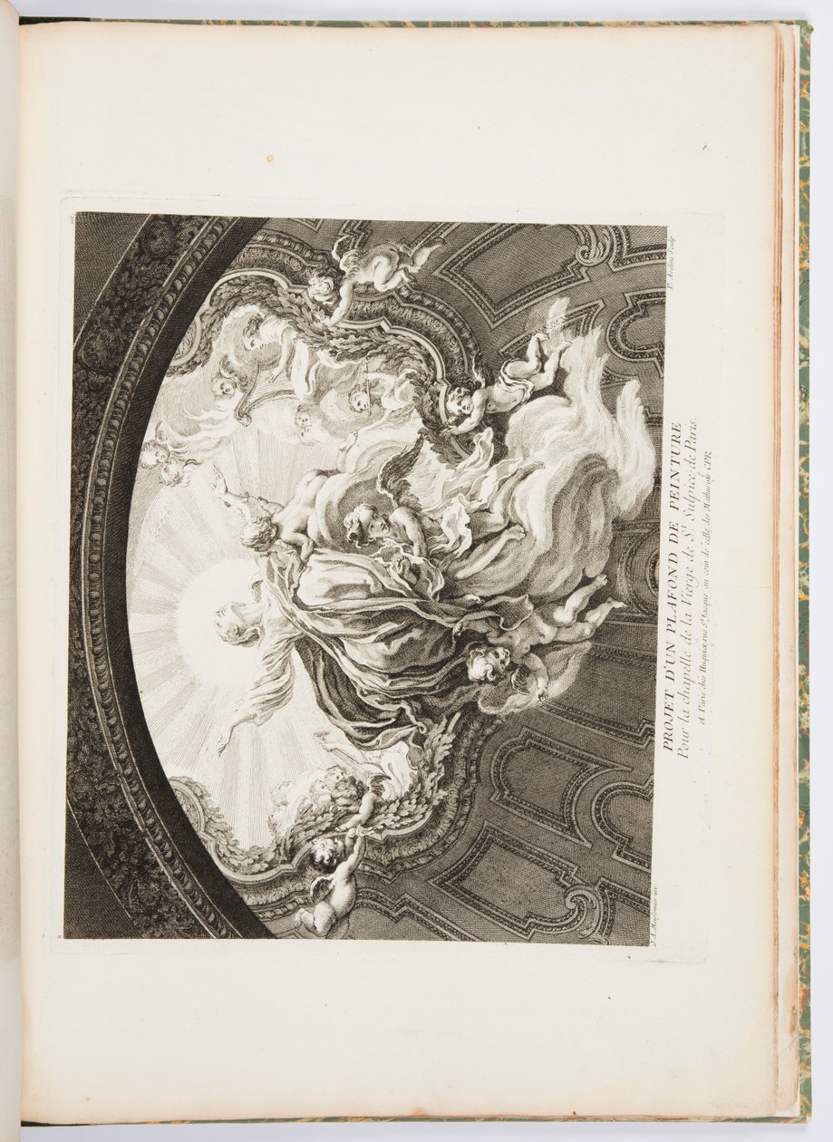 Design for malt tak for kapellet til jomfruen St. Sulpice av Paris, plate 105, i Oeuvres de Juste-Aurèle Meissonnier (Verk av Just-Aurèle Meissonnier) av Juste Aurèle Meissonnier