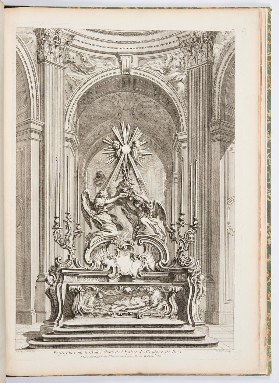 Design for mesteralteret til kirken St. Sulpice de Paris, plate 109, i Oeuvres de Juste-Aurèle Meissonnier (verk av Juste-Aurèle Meissonnier) av Juste Aurèle Meissonnier