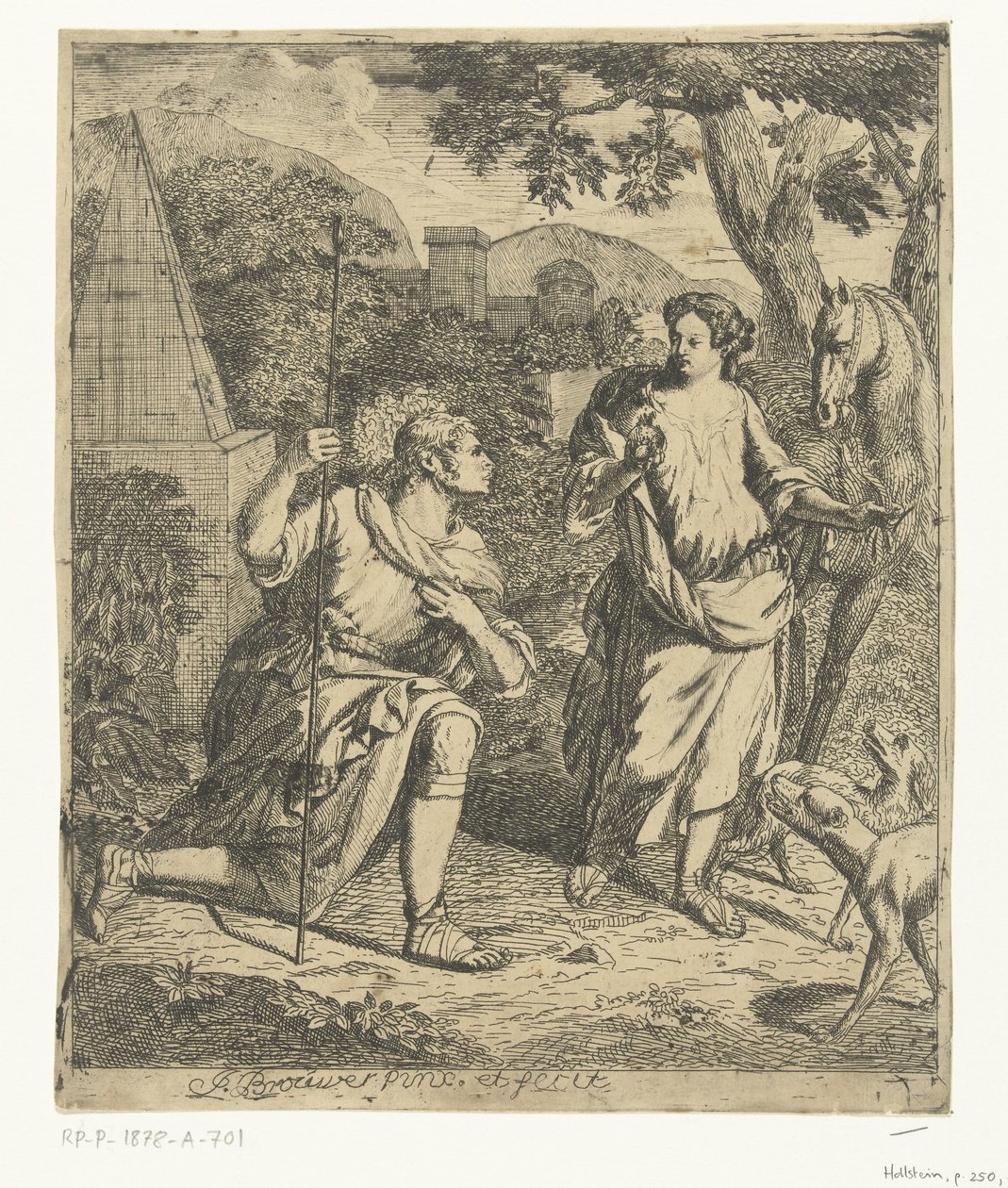 Pastoral scene setter Granida i Daifilo av Justus Brouwer