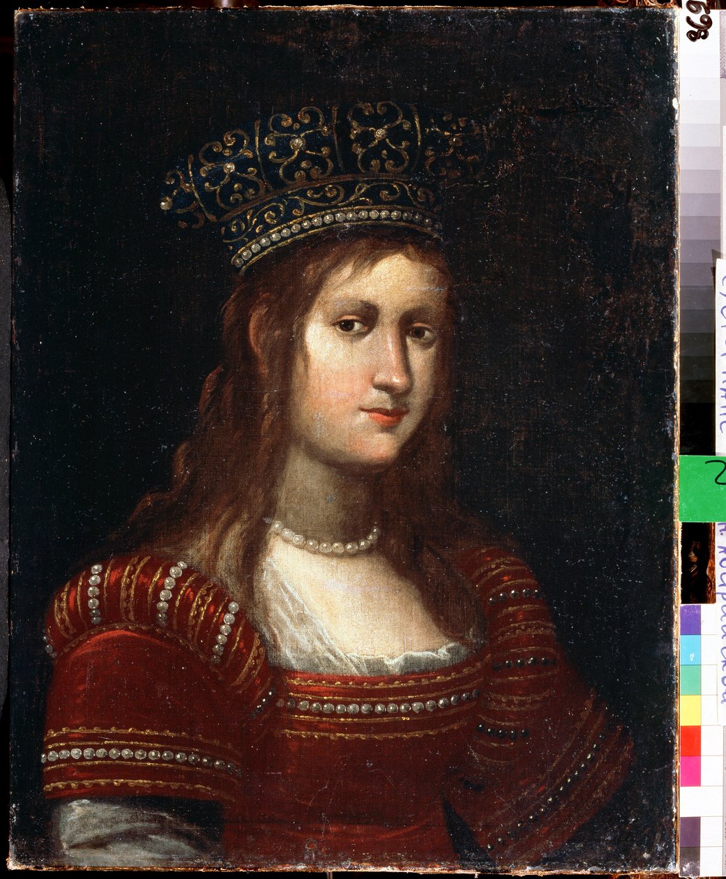 Portrett av erkehertuginne Marie Madeleine av Østerrike (1589-1631), storhertuginne av Toscana (Portrett av erkehertuginne Maria Magdalena av Østerrike). Maleri av Justus Suttermans (1597-1681). Olje på lerret, 66 x 50 cm. Flamsk skole på 1500- og 1700-tal av Justus Sustermans