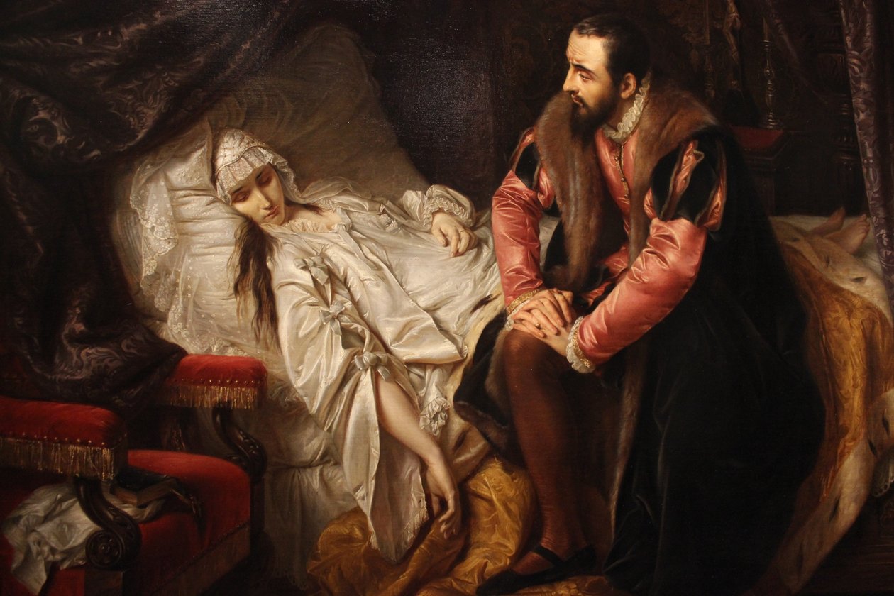 Barbara Radziwiłłównas død av Józef Simmler
