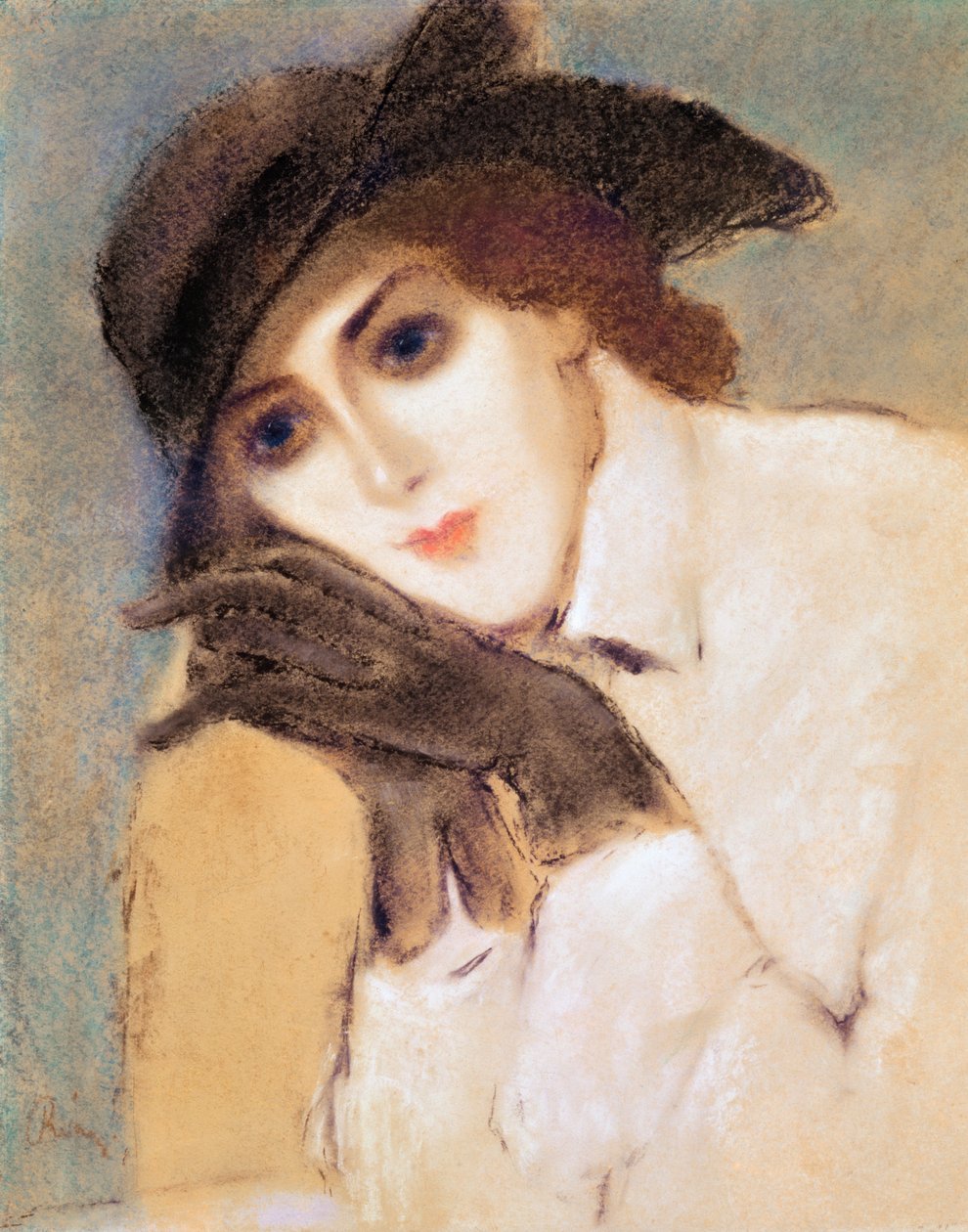 Kvinne i svarte hansker (Portrett av Zorka Banyai) (pastell) av József Rippl Rónai