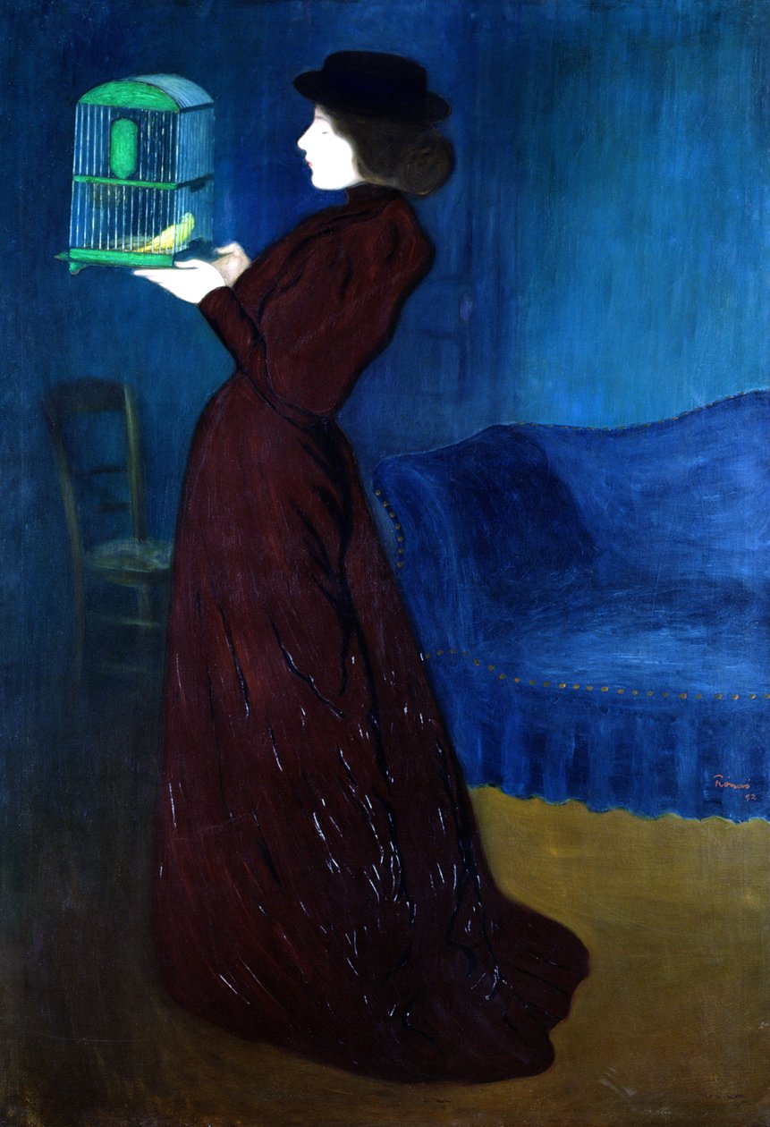 Kvinne med fuglebur av József Rippl Rónai