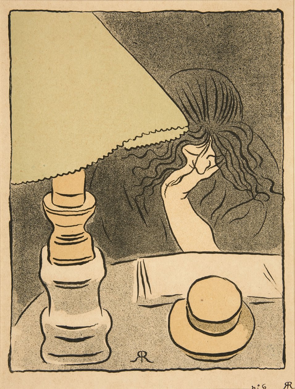 Kvinne og lampe, pub. 1894 av József Rippl Rónai