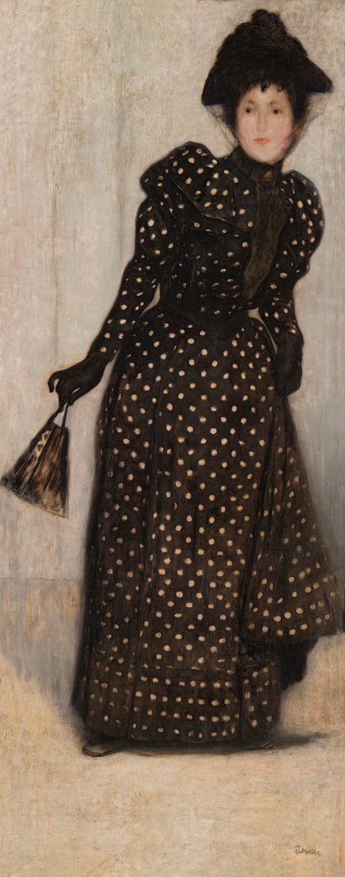 Kvinne i en hvit prikkete kjole, 1889. av József Rippl Rónai