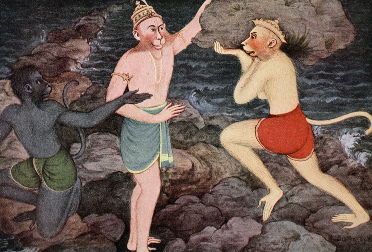 Bygging av Ramas bro, 1913. av K Venkatappa