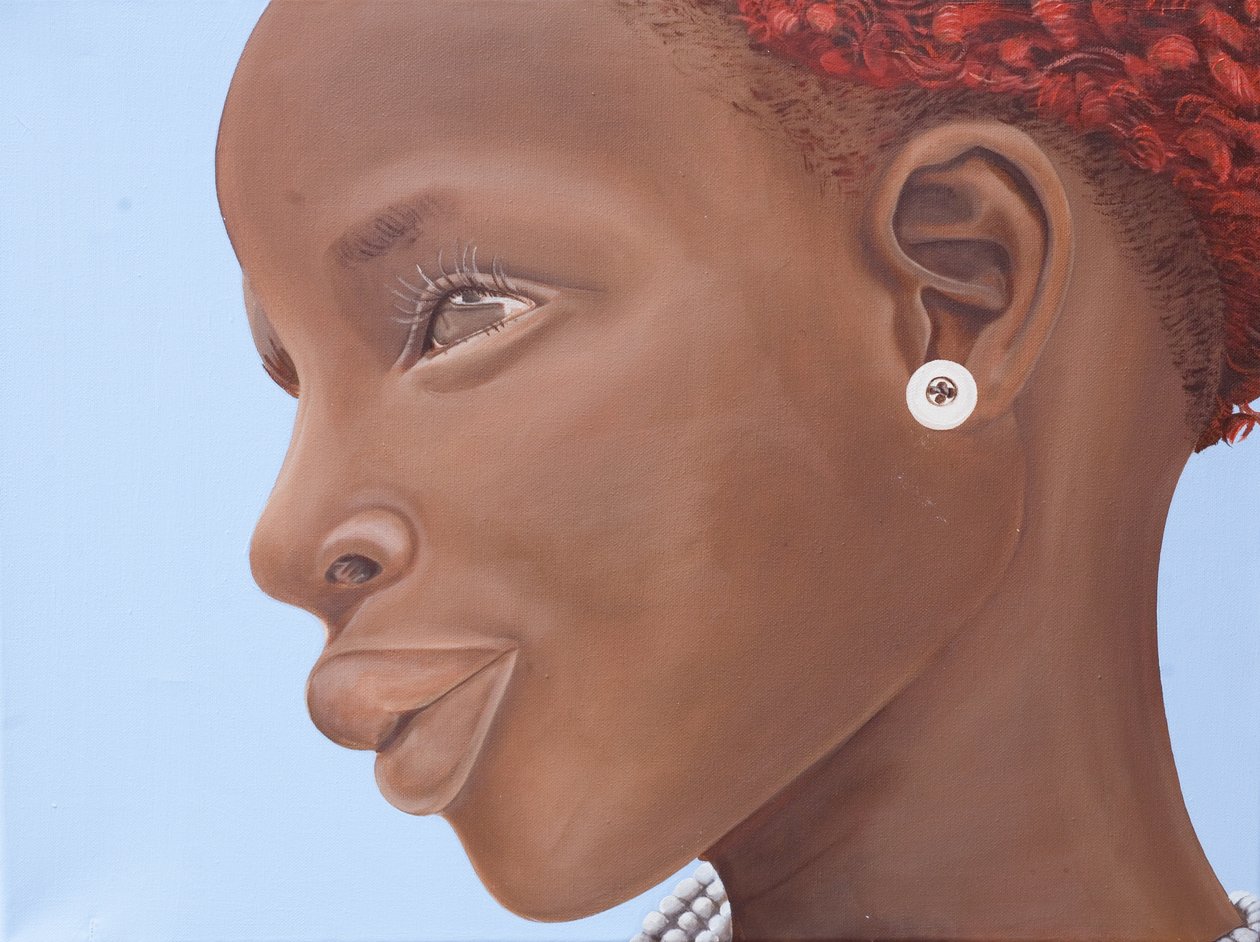 Brown Introspection, 2007 (olje og akryl på lerret) av Kaaria Mucherera