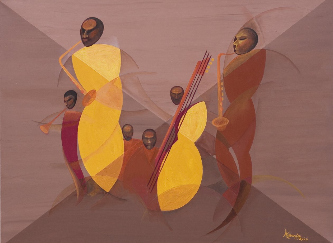 Mango Jazz, 2006 (olje og akryl på lerret) av Kaaria Mucherera