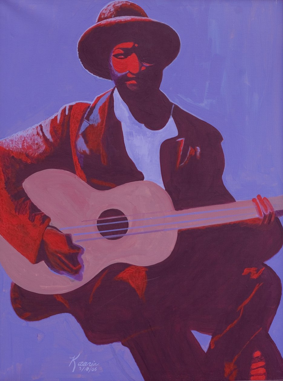 Purple Blues, 2006 (olje og akryl på lerret) av Kaaria Mucherera