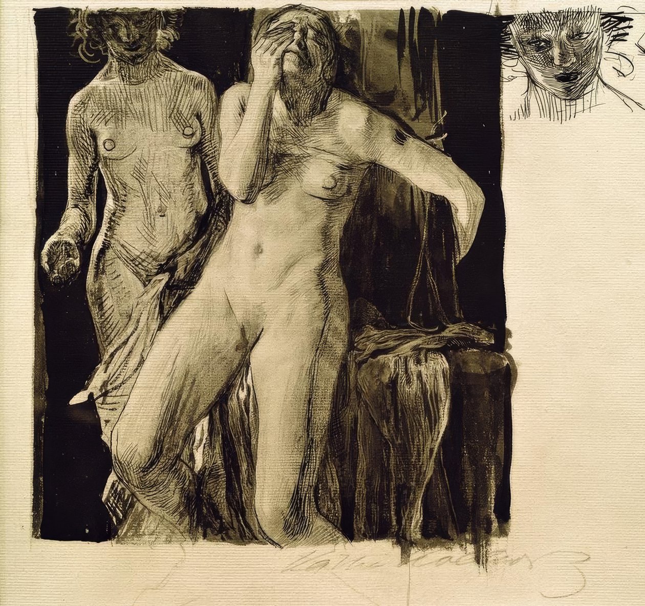Nakenstudie for livet av Käthe Kollwitz