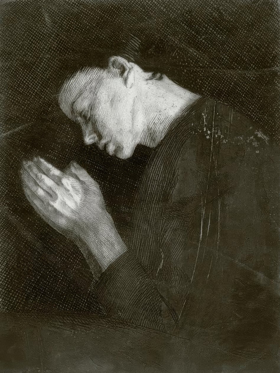 Bedende jente av Käthe Kollwitz