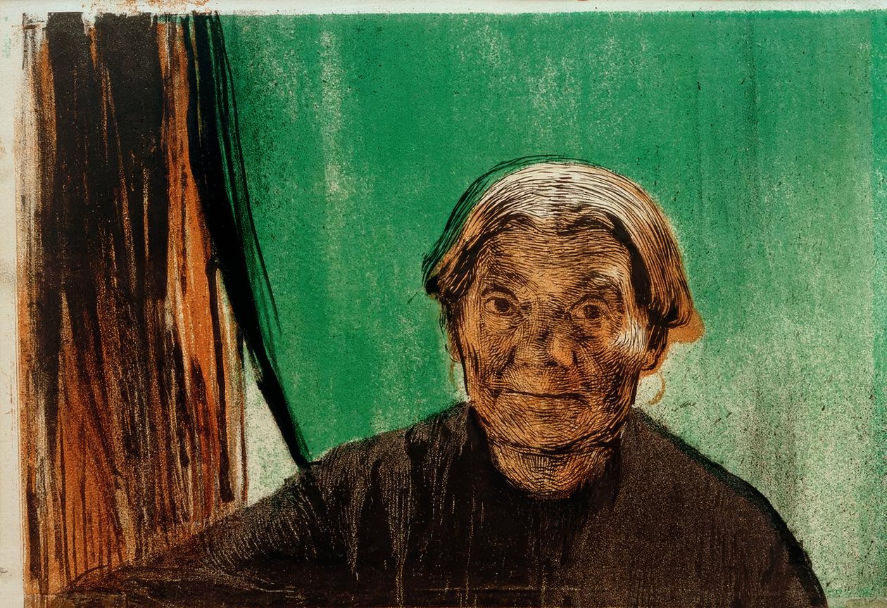 K. Kollwitz, gammel kvinne ved vinduet av Käthe Kollwitz