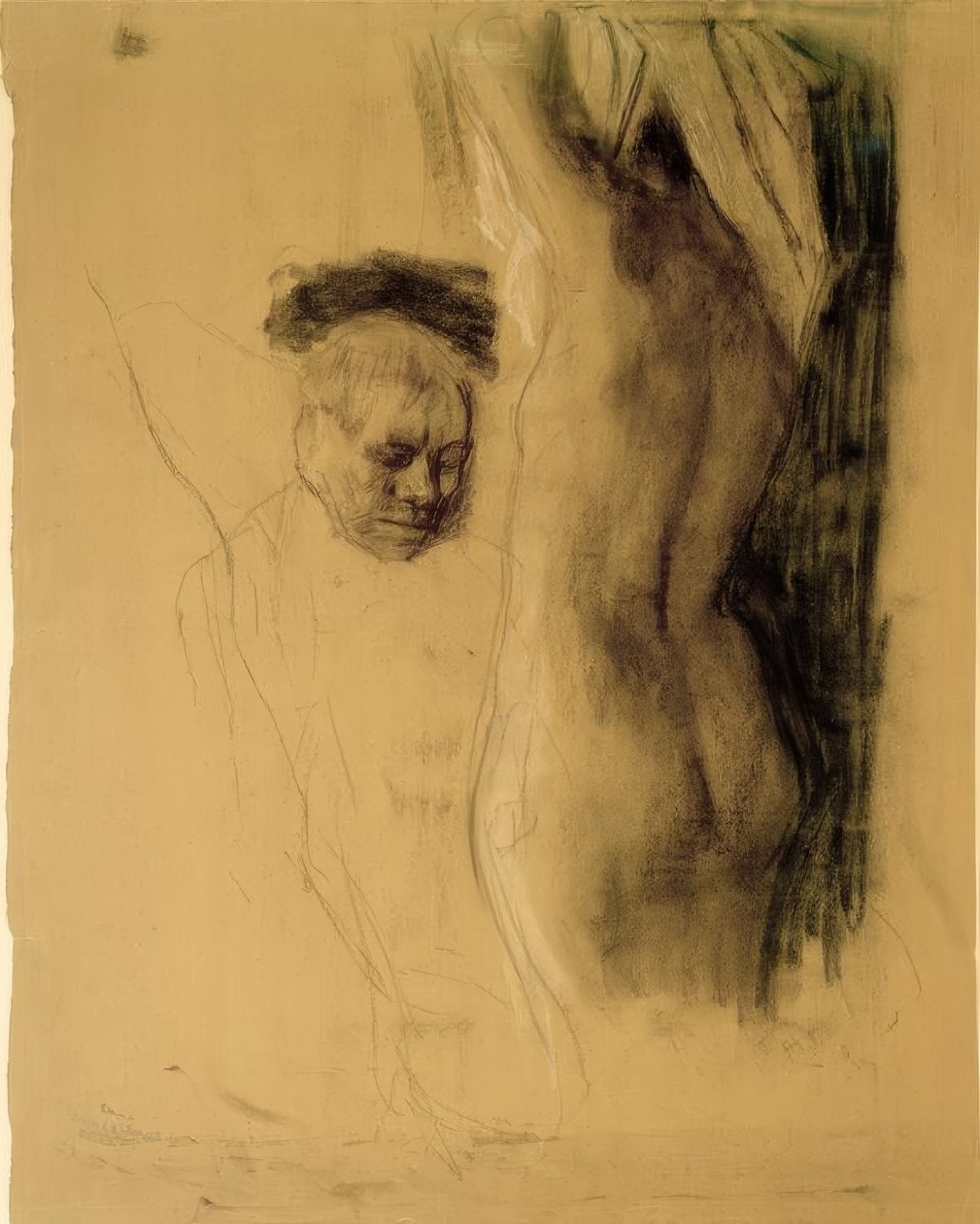 K. Kollwitz, mann som kneler foran en naken kvinne av Käthe Kollwitz