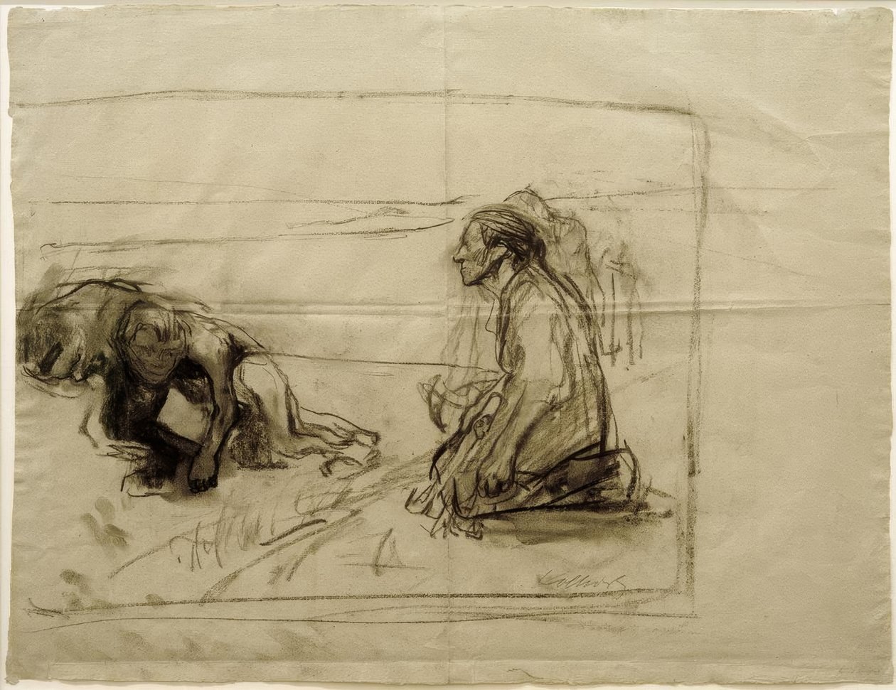 K. Kollwitz, Studie om Pflüger (plogmann med knelende kone) av Käthe Kollwitz