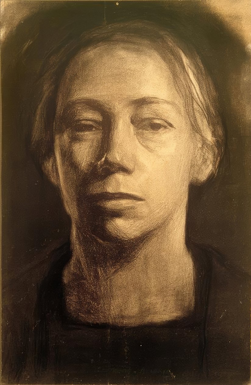 Käthe Kollwitz, selvportrett 1904 av Käthe Kollwitz