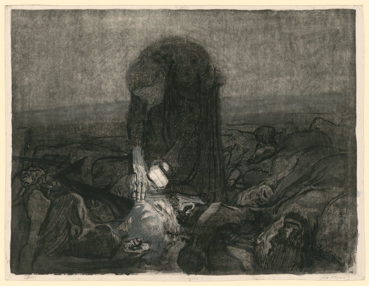 Slagmark (blad 6 fra «Bondekrigen», 2. tilstand) av Käthe Kollwitz