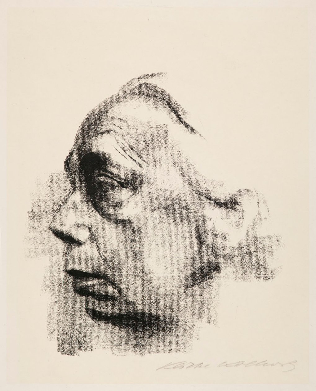 Selvportrett i profil av Käthe Kollwitz