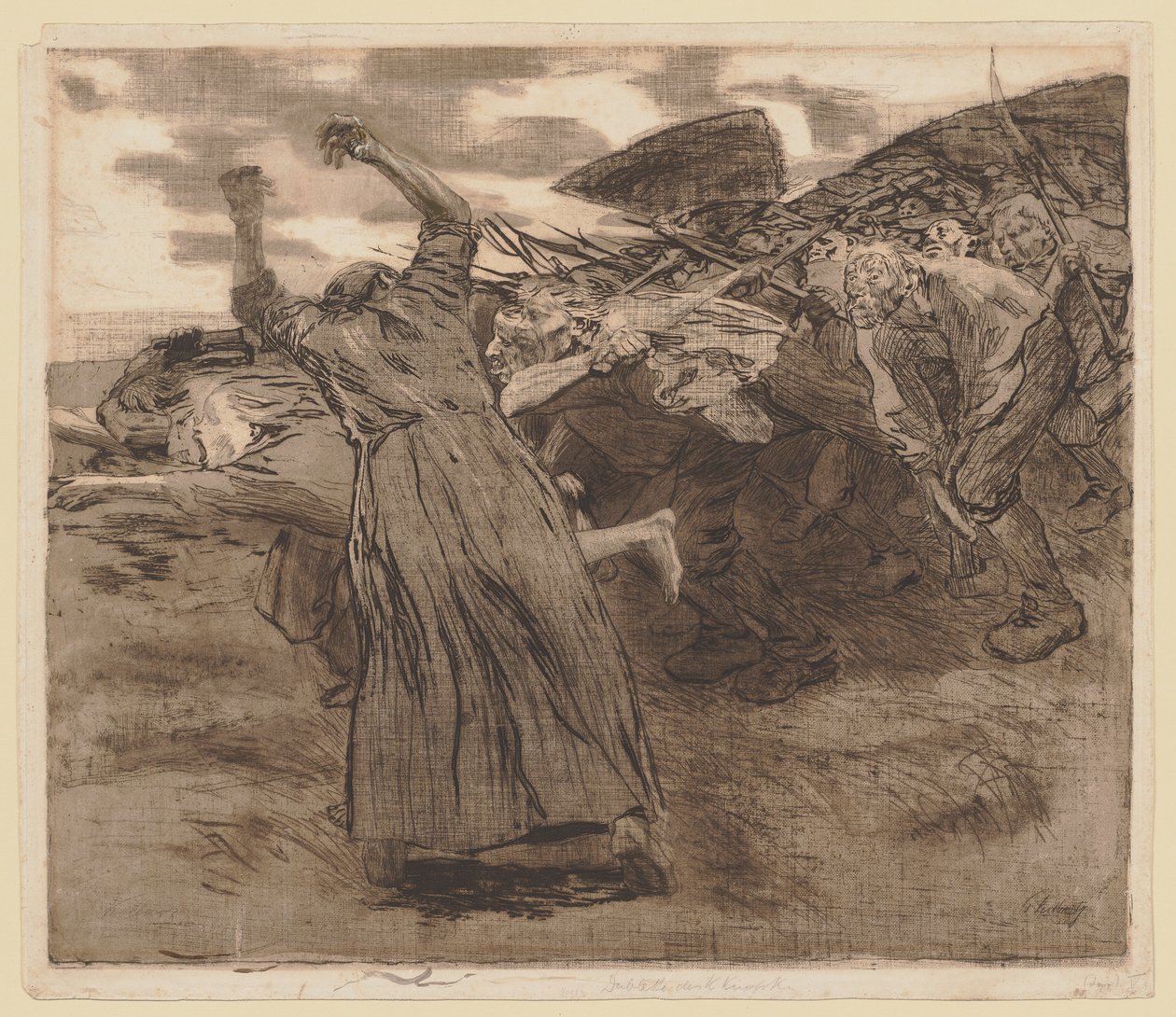 Blad 5 i syklusen «Bondekrigen» av Käthe Kollwitz