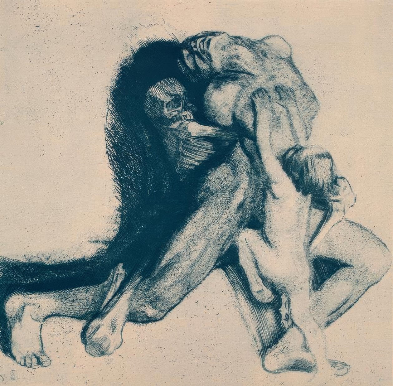 Død og kone av Käthe Kollwitz