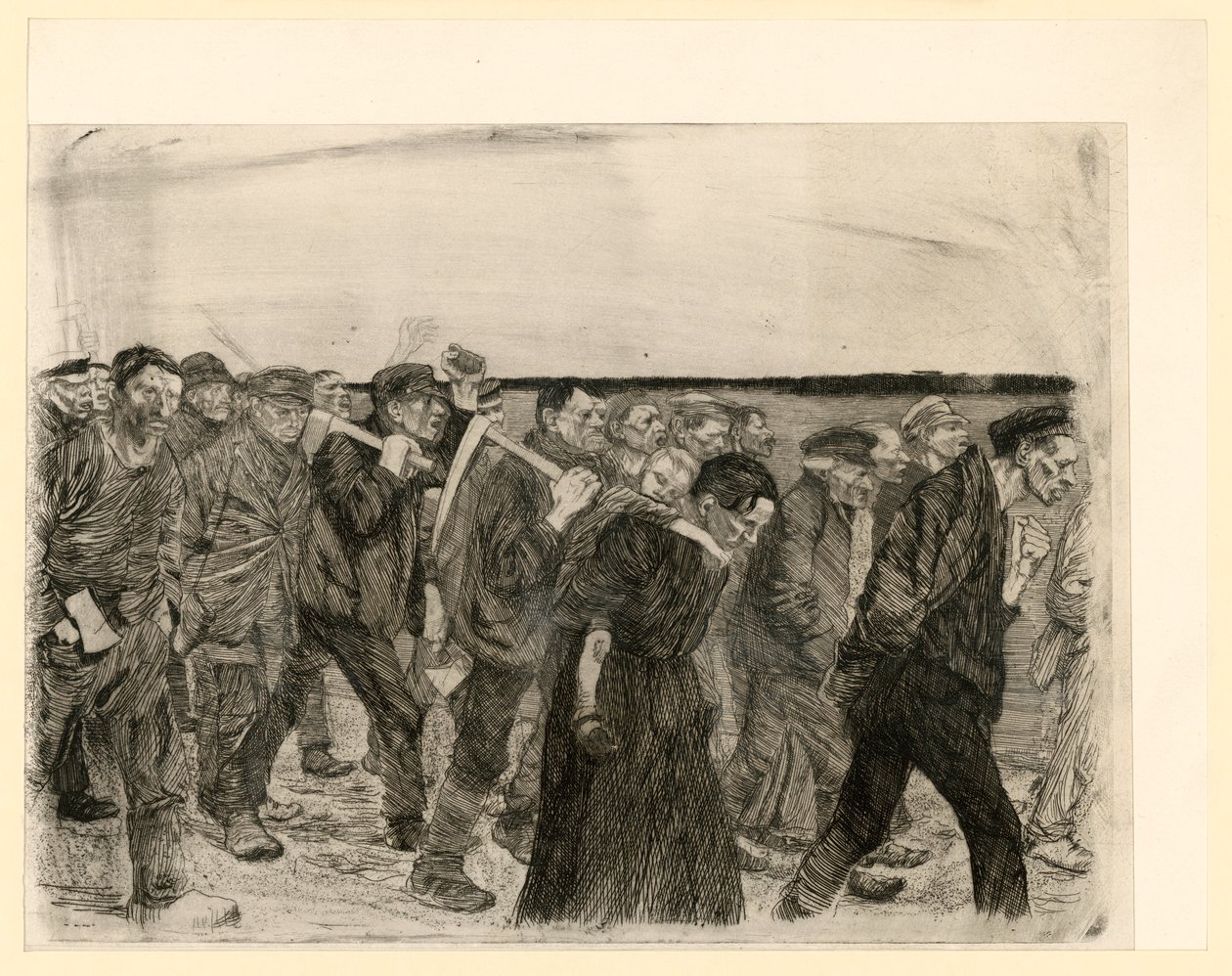 Vevertog (blad 4 fra «Et veveropprør», 2. tilstand) av Käthe Kollwitz