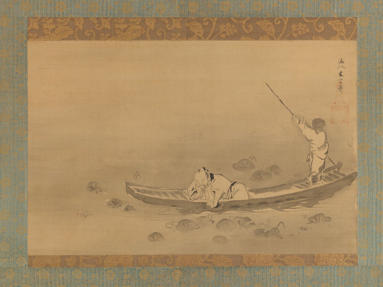 Zhou Maoshu beundrer lotuser, midten av 1600-tallet. av Kaiho Yusetsu