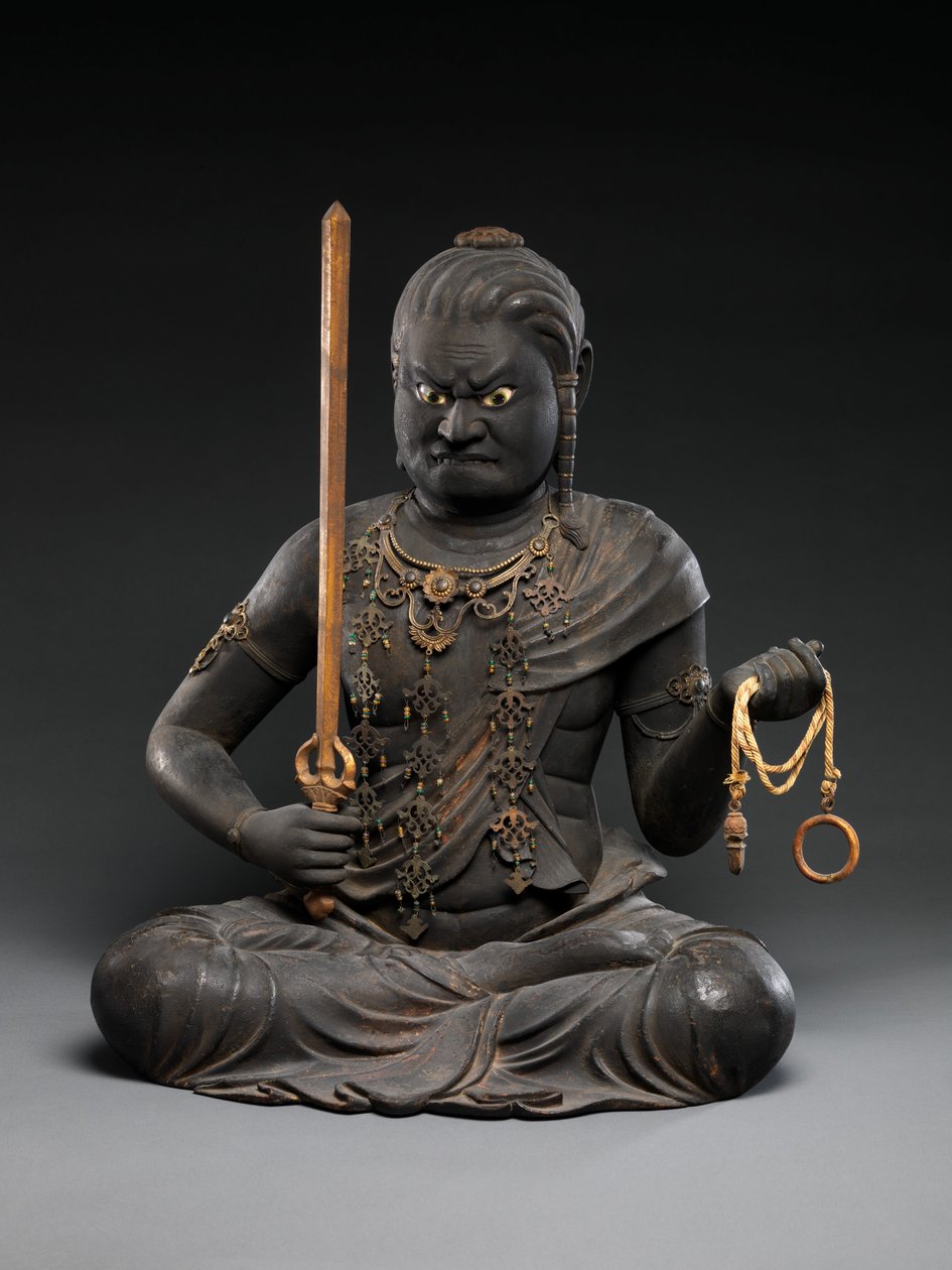 Fudō Myōō, tidlig på 1200-tallet (lakk og gull med krystall) av Kaikei Kaikei