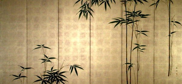 Young Bamboo, ca. 1850 (farger på bladgull påført papir) av Kaisen Oda