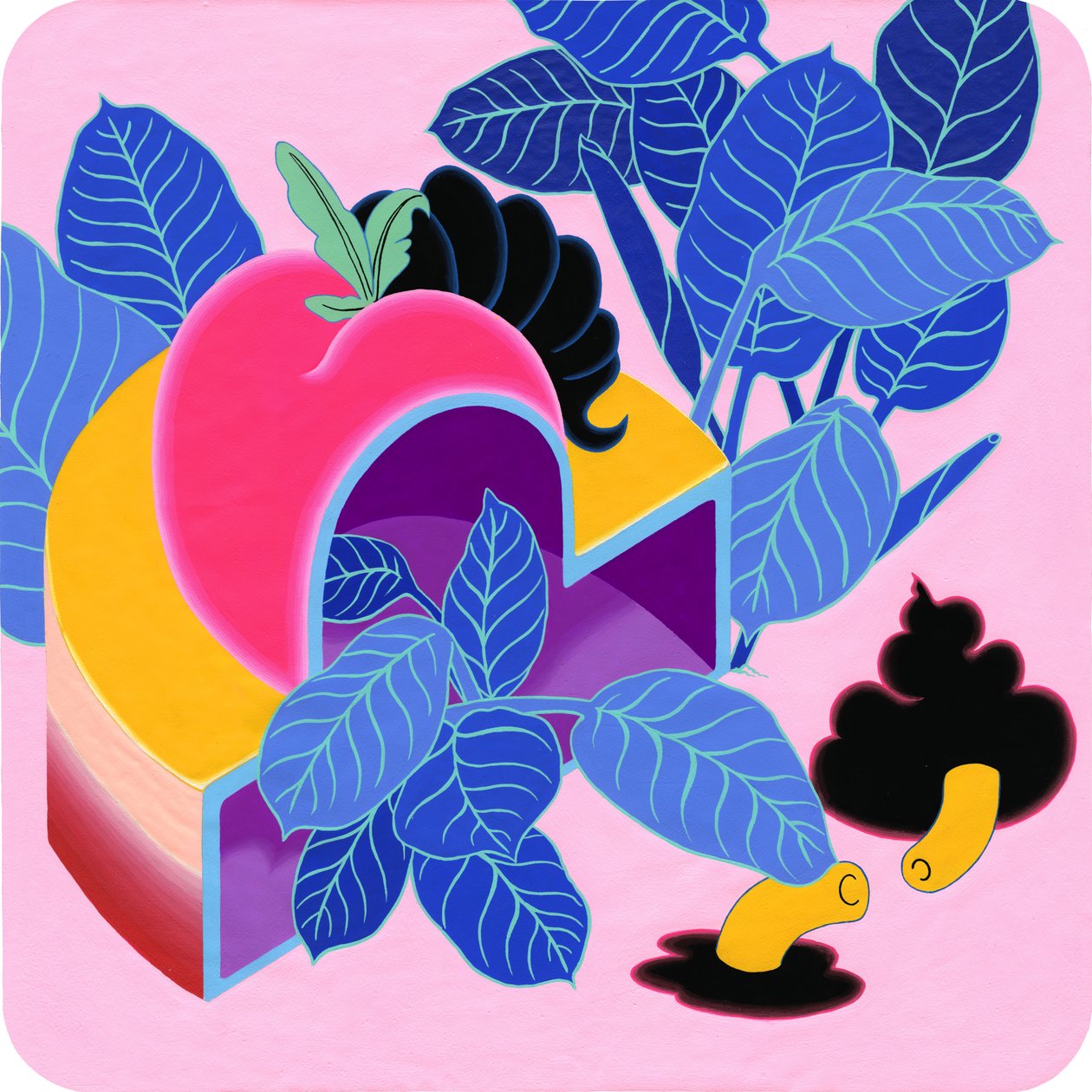 Apple Peach, 2019 (akryl på lerret) av Kam Tsz