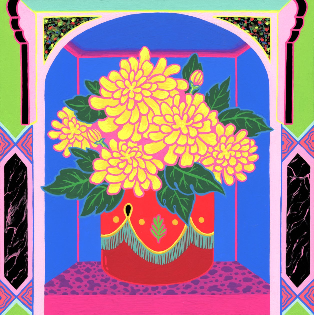 Marigold, 2020 (akryl på panel) av Kam Tsz