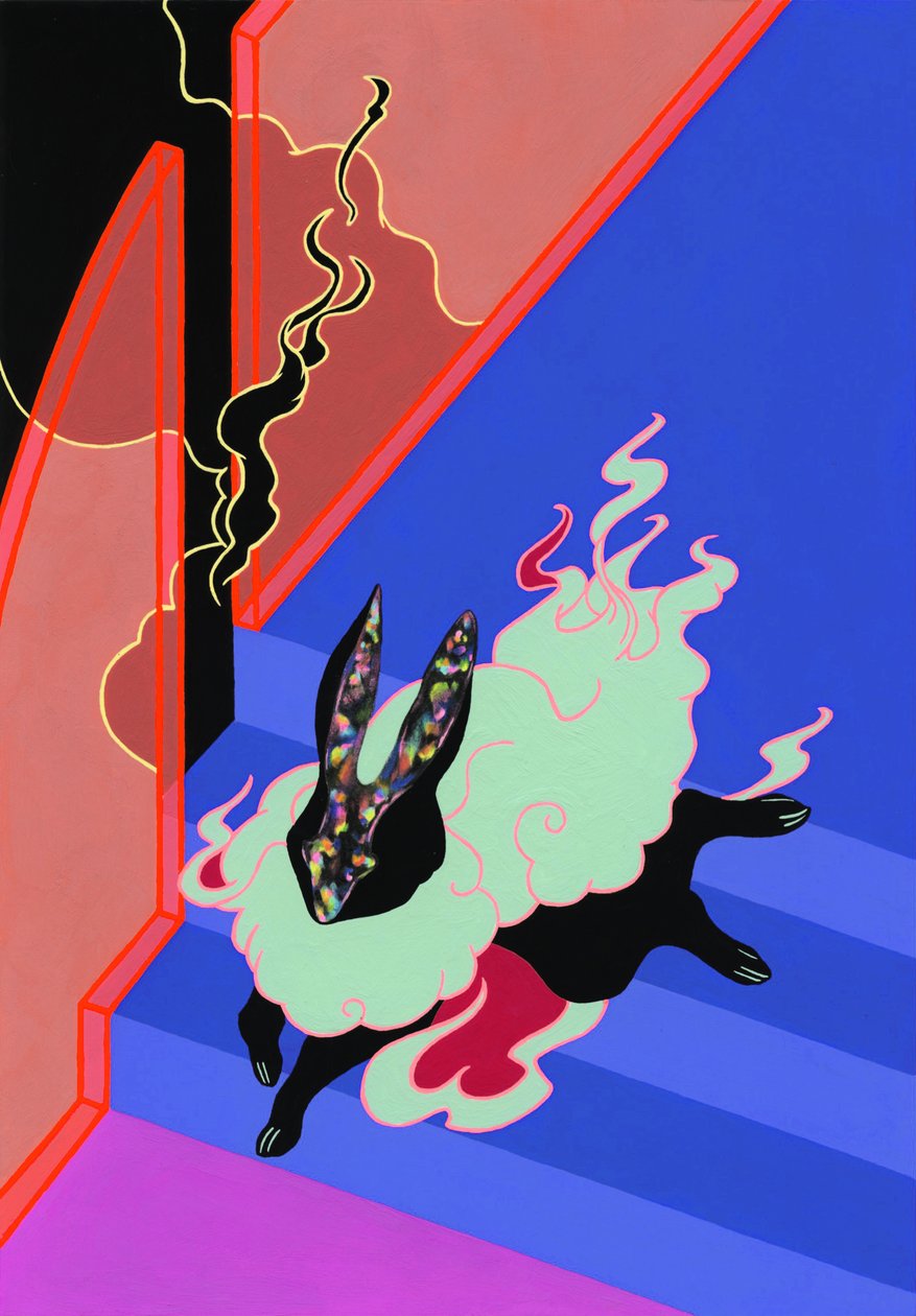 Running Hare, 2019 (blandet media på papir) av Kam Tsz